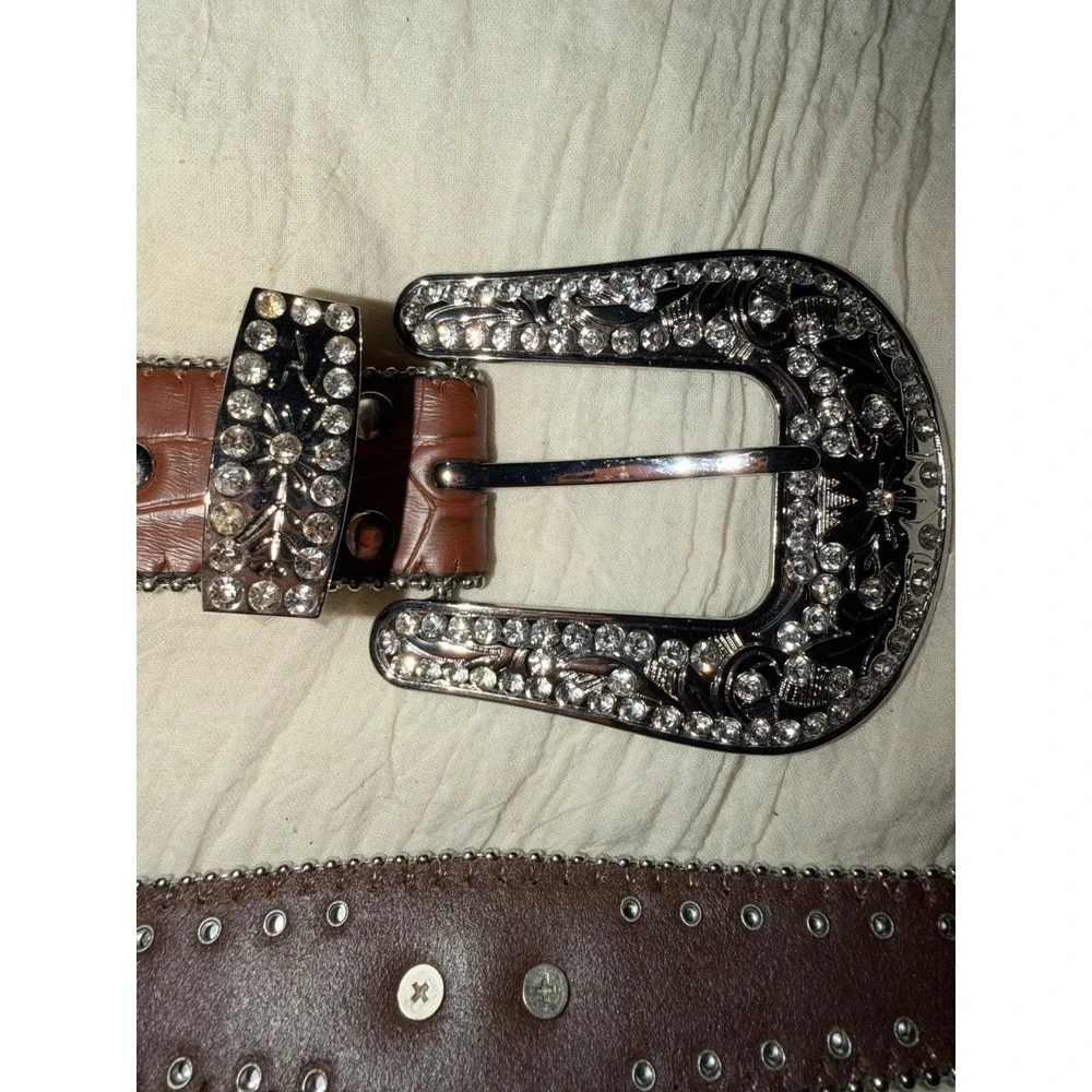 Blazin Roxx Women's Brown Croc Print Rhinestone Western Belt N3512002
